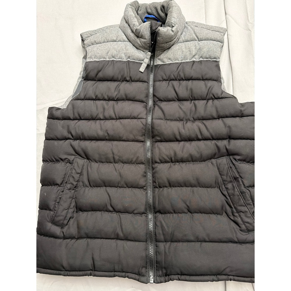 Old Navy Mens Puffer Vest Black Gray Colorblock Full Zip Quilted Size S
